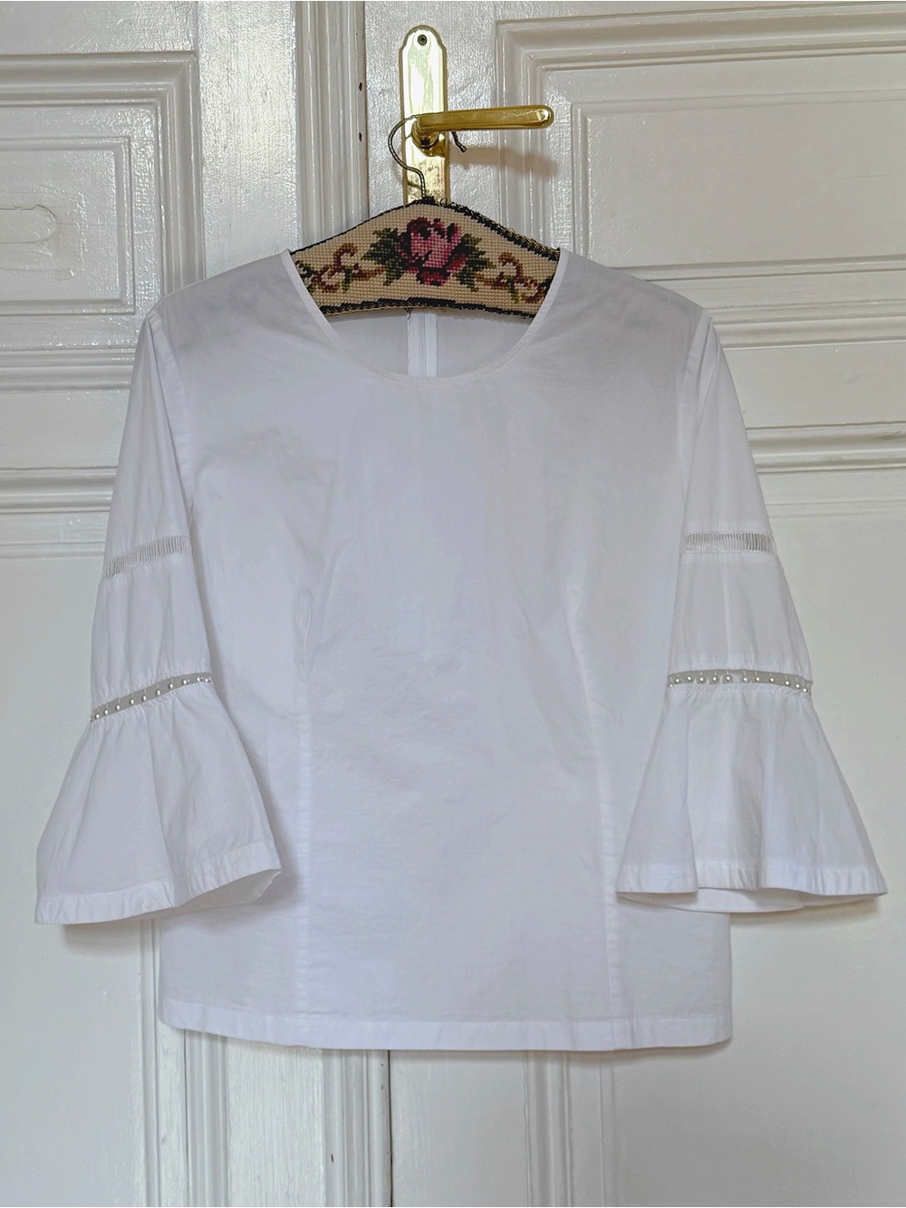 Sisley White Bell Sleeve Blouse